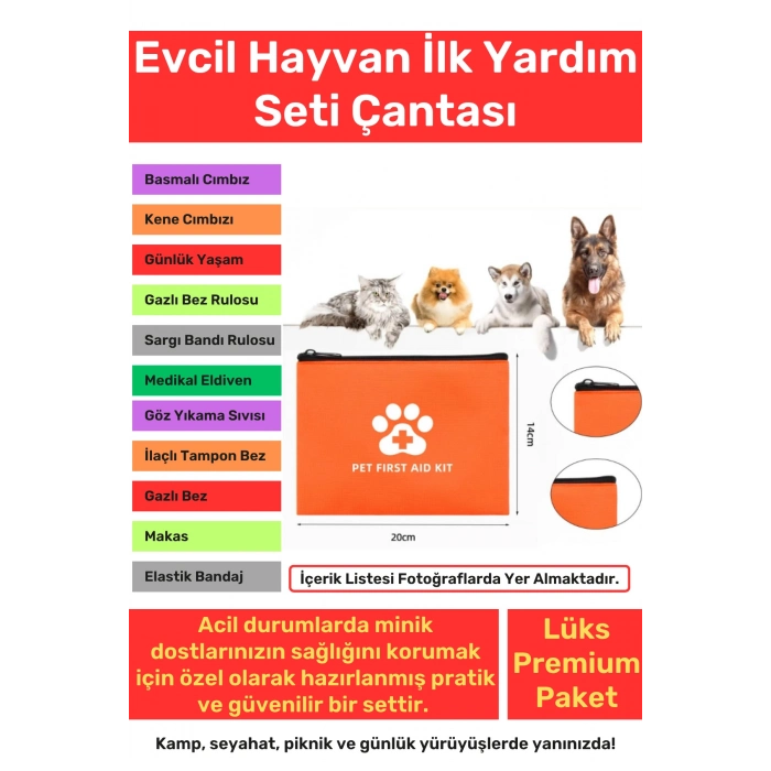 Premium Kamp Seyahat Günlük Dolaşım Piknik Evcil Hayvan Kedi Köpek İlk Yardım Seti Çantası