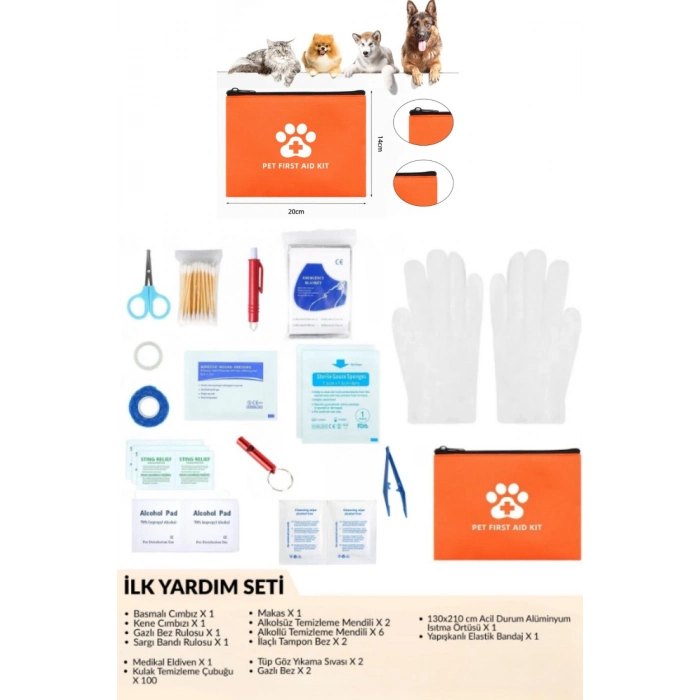 Premium Kamp Seyahat Günlük Dolaşım Piknik Evcil Hayvan Kedi Köpek İlk Yardım Seti Çantası