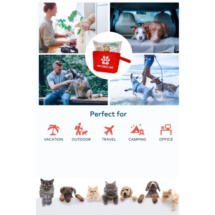 Premium Kamp Seyahat Günlük Dolaşım Piknik Evcil Hayvan Kedi Köpek İlk Yardım Seti Çantası