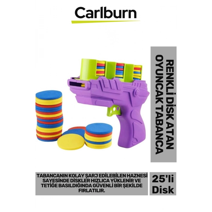 Özel Üretim Şarjlı Hafif Dayanıklı Eğlence Renkli Yumuşak 25li Disk Atan Oyuncak Tabanca