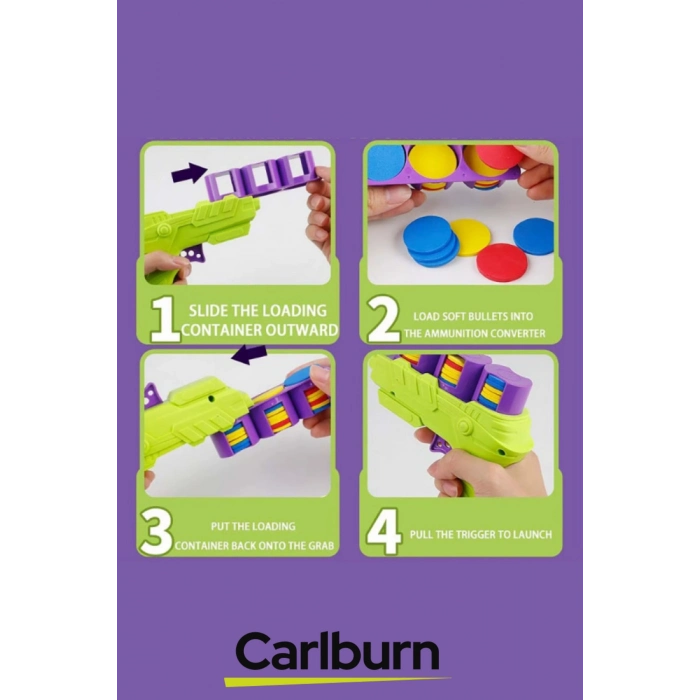 Özel Üretim Şarjlı Hafif Dayanıklı Eğlence Renkli Yumuşak 25li Disk Atan Oyuncak Tabanca