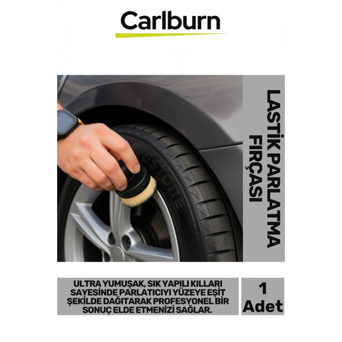 Özel Üretim Araç Otomobil Bakım Parlak Görünüm Tutma Saplı Kaymaz Siyah Lastik Parlatma Fırçası