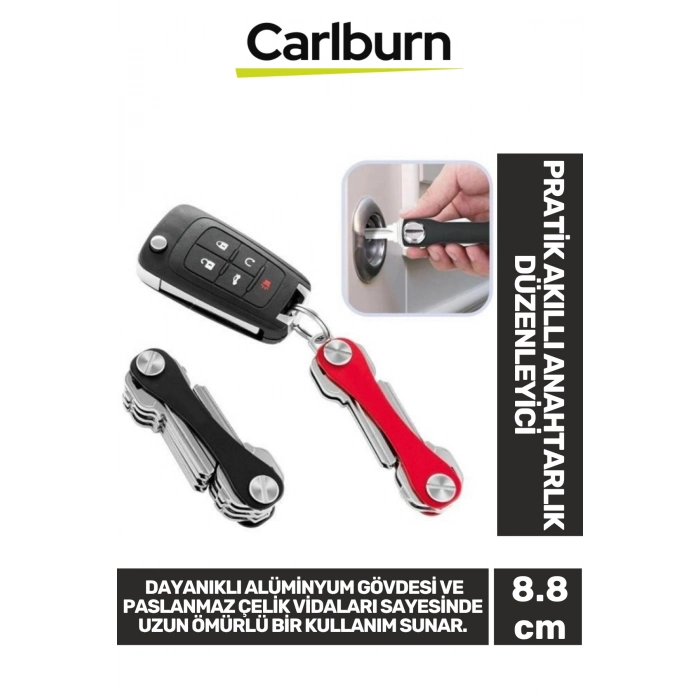 Premium 8.8 cm Ses Çıkarmayan Vidalı Sistemli Hafif Alüminyum Pratik Akıllı Anahtarlık Düzenleyici