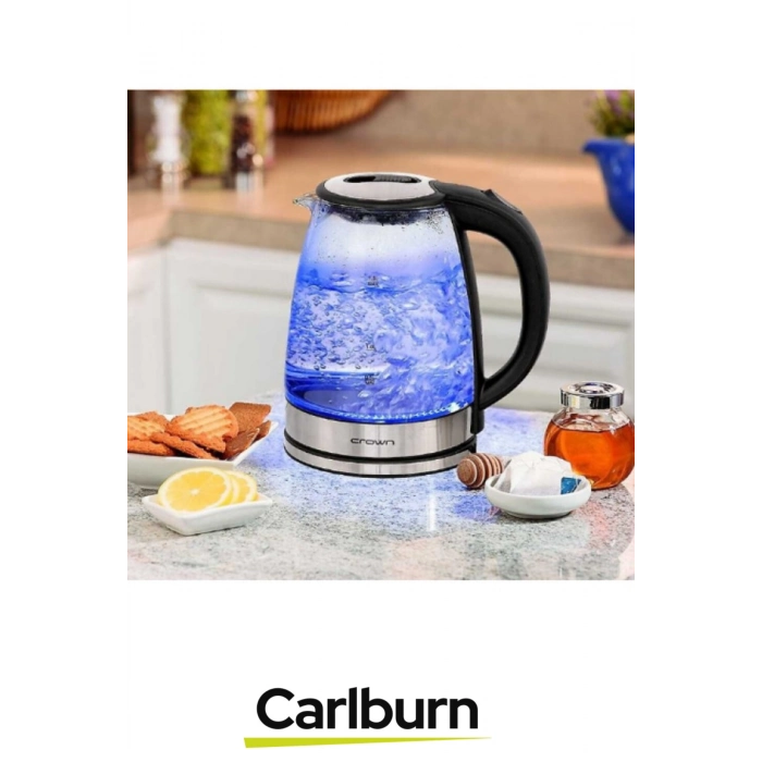 Premium 1500W Şeffaf Görüntü Su Seviye Takip Led Aydınlatma 1.8 Litre Cam Kettle Elektrikli Isıtıcı