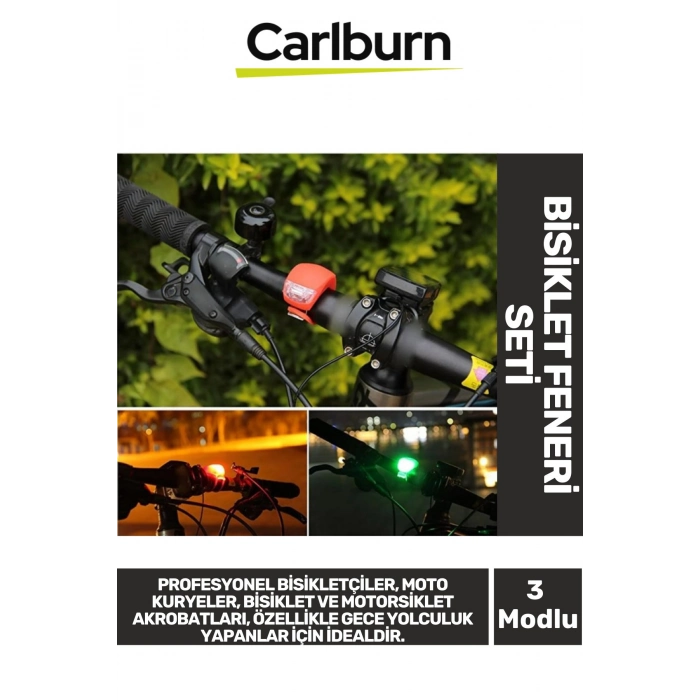 Özel Üretim 3 Fonksiyonlu Su Geçirmez Pilli Bisiklet Motor Motorsiklet Feneri Seti İkaz Işığı