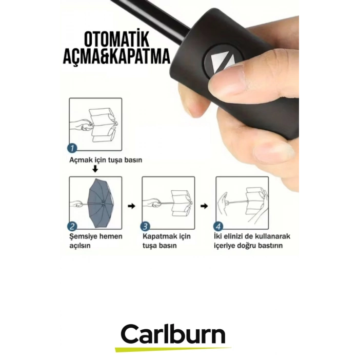 Premium Su Geçirmez Rüzgara Dayanıklı Koruma 8 Telli Kılıflı Otomatik Kompakt Yağmur Şemsiye