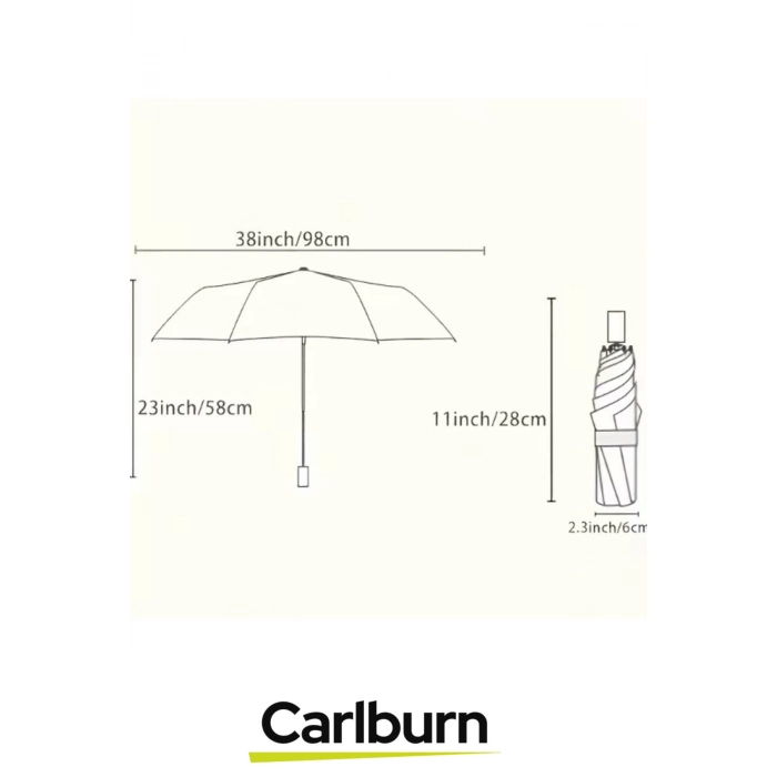 Premium Su Geçirmez Rüzgara Dayanıklı Koruma 8 Telli Kılıflı Otomatik Kompakt Yağmur Şemsiye