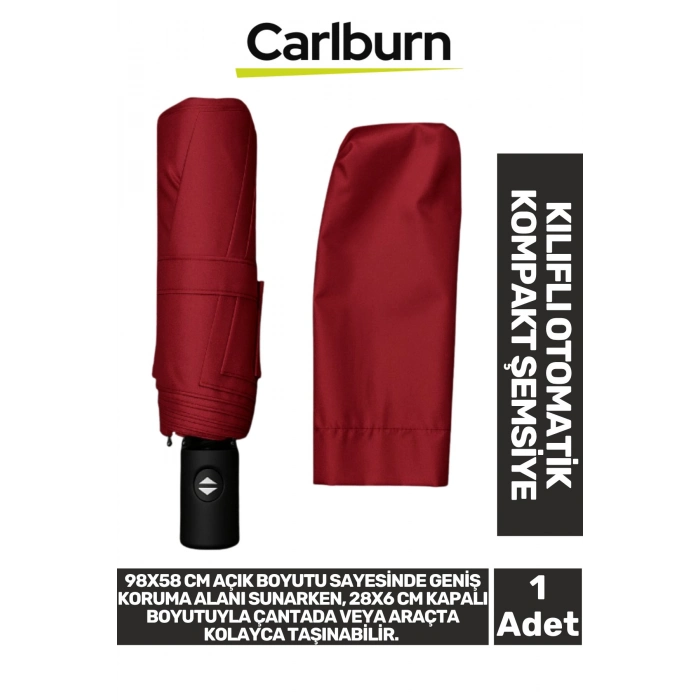 Premium Su Geçirmez Rüzgara Dayanıklı Koruma 8 Telli Kılıflı Otomatik Kompakt Yağmur Şemsiye