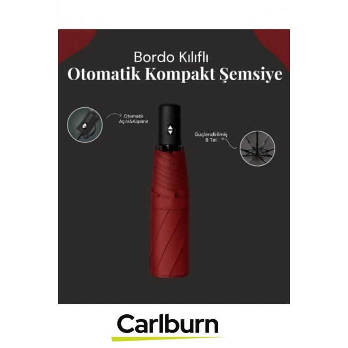 Premium Su Geçirmez Rüzgara Dayanıklı Koruma 8 Telli Kılıflı Otomatik Kompakt Yağmur Şemsiye