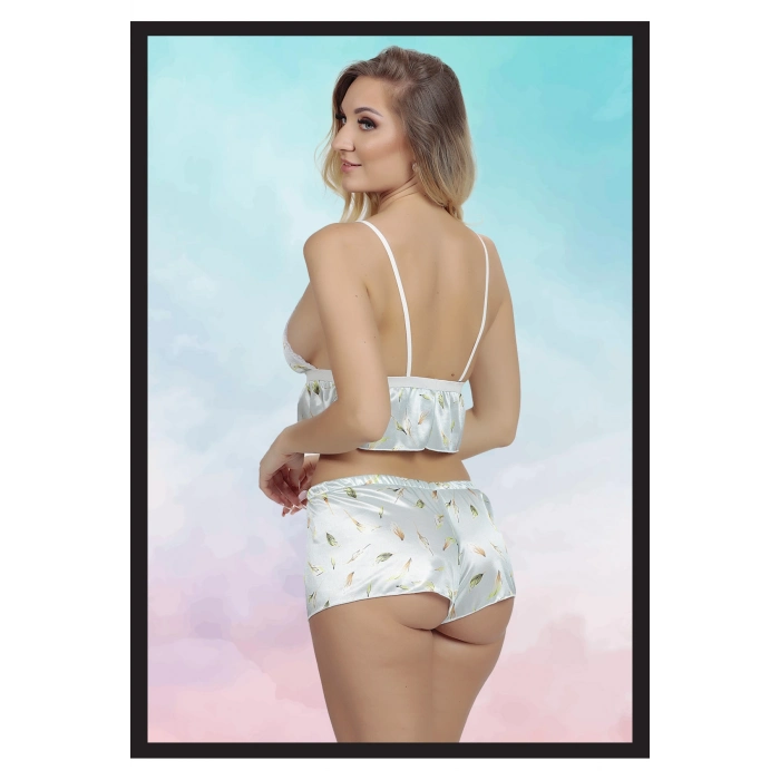 Özel Tasarım Transparan İç Gösteren Dantelli Seksi Şık Rahat Zarif Fantezi Şort Üst Takım