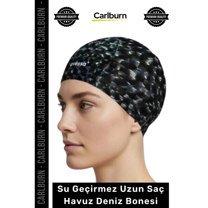 #Bone Uzun Saç Kaymaz Su Geçirmez Sızdırmaz Yüzücü Havuz Deniz Bonesi Elastik Bez Yüzme Şapkası