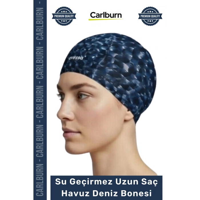 #Bone Uzun Saç Kaymaz Su Geçirmez Sızdırmaz Yüzücü Havuz Deniz Bonesi Elastik Bez Yüzme Şapkası