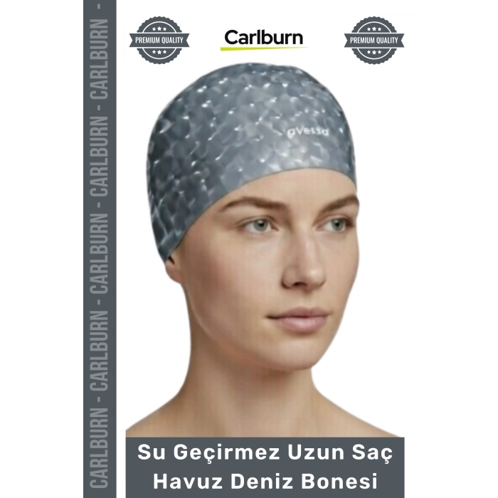 #Bone Uzun Saç Kaymaz Su Geçirmez Sızdırmaz Yüzücü Havuz Deniz Bonesi Elastik Bez Yüzme Şapkası