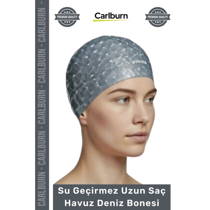 #Bone Uzun Saç Kaymaz Su Geçirmez Sızdırmaz Yüzücü Havuz Deniz Bonesi Elastik Bez Yüzme Şapkası