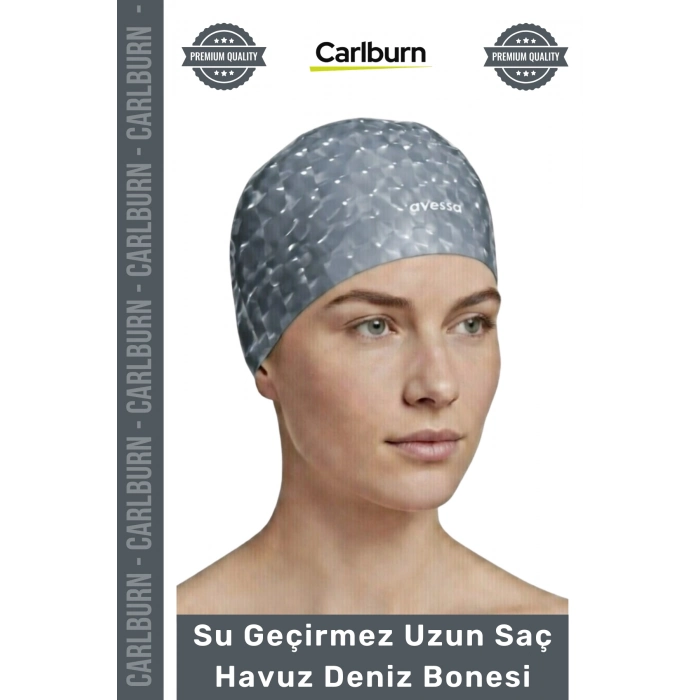 #Bone Uzun Saç Kaymaz Su Geçirmez Sızdırmaz Yüzücü Havuz Deniz Bonesi Elastik Bez Yüzme Şapkası