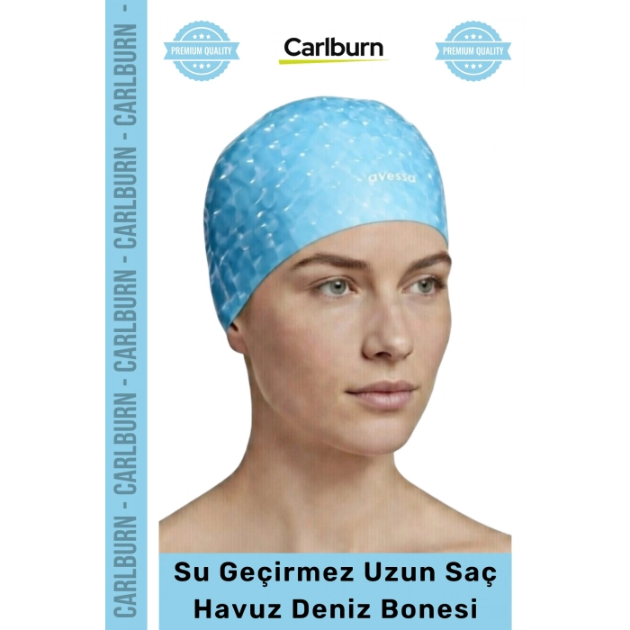 #Bone Uzun Saç Kaymaz Su Geçirmez Sızdırmaz Yüzücü Havuz Deniz Bonesi Elastik Bez Yüzme Şapkası