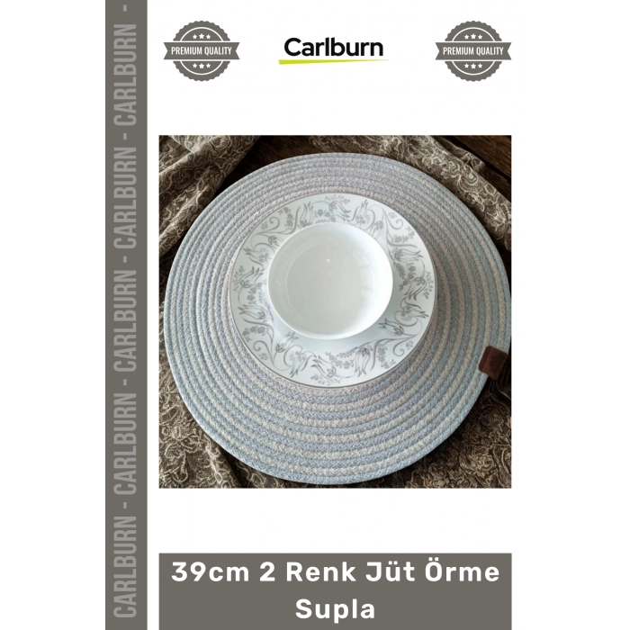 #Supla El Yapımı Doğal Hasır Sağlam Dikiş Yuvarlak Masa Sunum 39cm 2 Renk Jüt Örme Supla