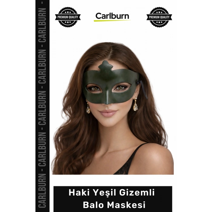 #BaloMakesi Haki Yeşil Masquerade Şıklık Gizem Balo Davet Parti Zarif Kostüm Balo Maskesi