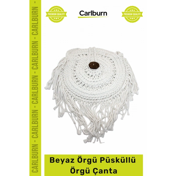 #Çanta Beyaz Örgü Püsküllü Şık Zarif Hafif Dayanıklı Yapısıyla İdeal Günlük Kullanım Aksesuar Çanta