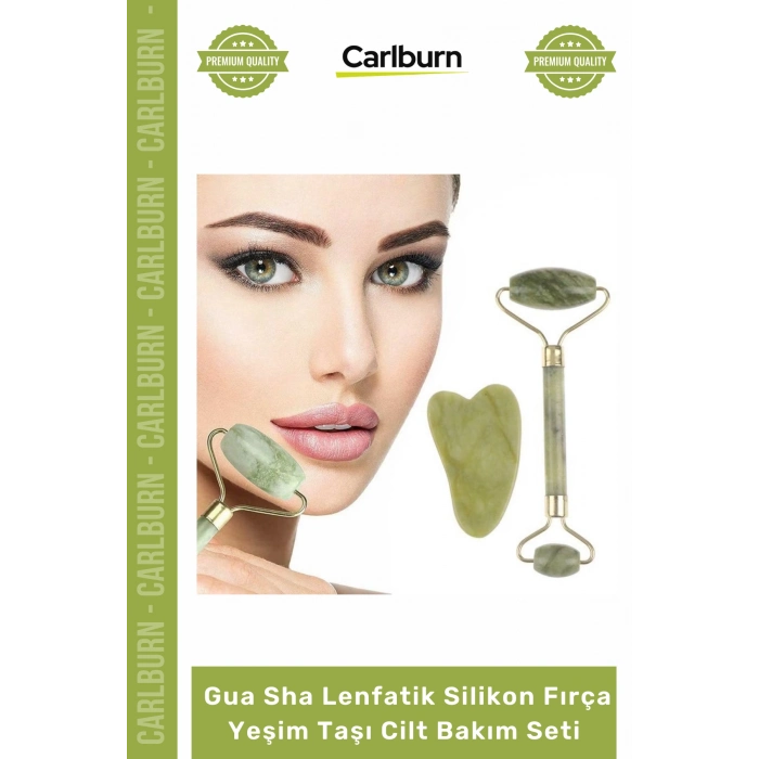 Doğal Yüz Masaj Aleti Cilt Canlandırma Gua Sha Lenfatik Silikon Fırça Yeşim Taşı Cilt Bakım Seti