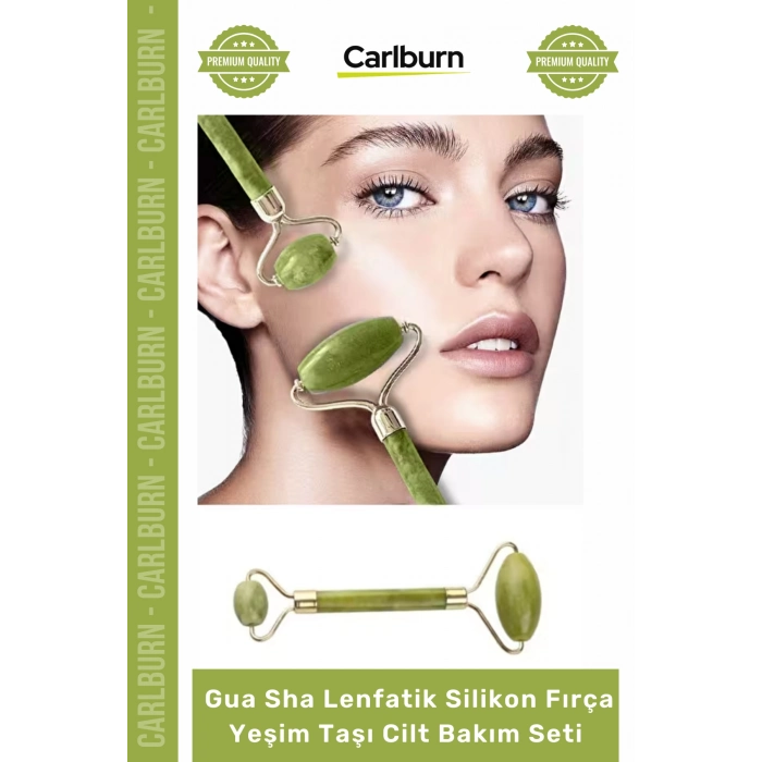 Doğal Yüz Masaj Aleti Cilt Canlandırma Gua Sha Lenfatik Silikon Fırça Yeşim Taşı Cilt Bakım Seti