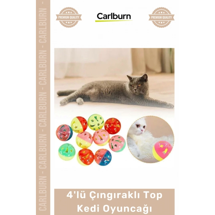 Özel Üretim Kedi Oyun Eğlence Canlı Renk Dayanıklı Aktif 4lü Çıngıraklı Top Kedi Oyuncağı
