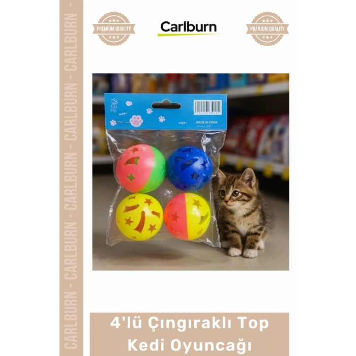 Özel Üretim Kedi Oyun Eğlence Canlı Renk Dayanıklı Aktif 4lü Çıngıraklı Top Kedi Oyuncağı