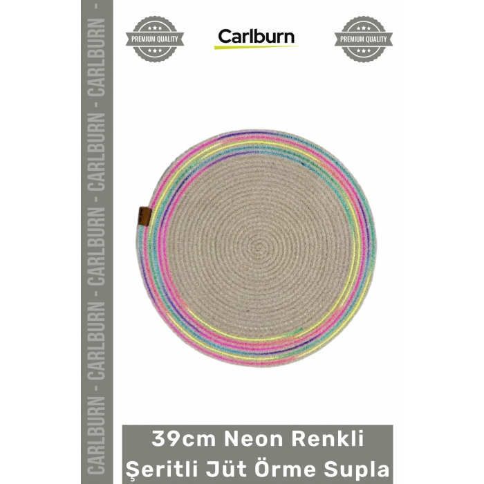 #Supla Dayanıklı Dekoratif Mutfak Masa Dikişli El Sanatı 39cm Neon Renkli Şeritli Jüt Örme Supla