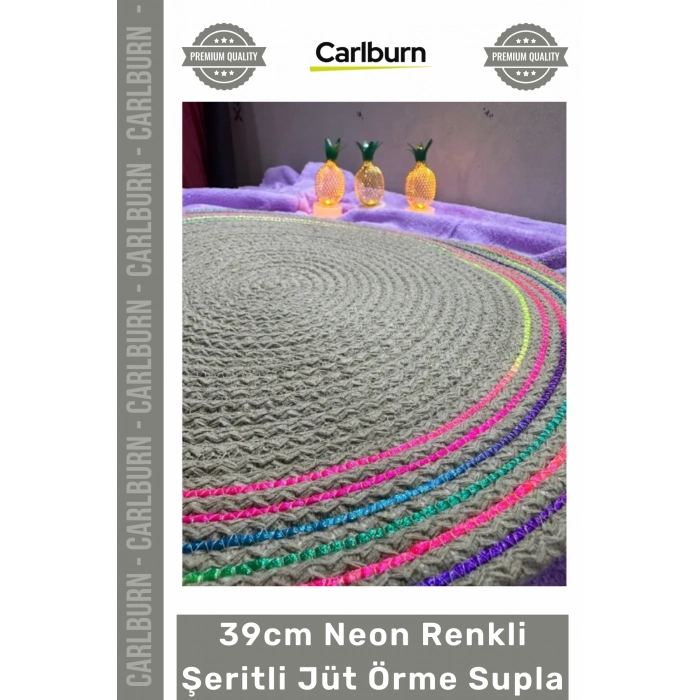 #Supla Dayanıklı Dekoratif Mutfak Masa Dikişli El Sanatı 39cm Neon Renkli Şeritli Jüt Örme Supla