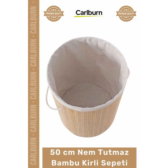 #KirliSepeti Yüksek Hijyen 50cm Yuvarlak Yıkanabilir Kumaşlı Nem Tutmaz Sağlam Bambu Kirli Sepeti