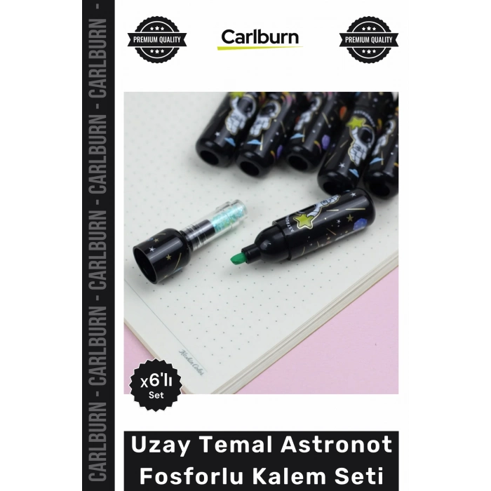 #Kalem Özel Üretim Yüksek Kalite 6 Renk Parlak Uzay Temalı Ders Çalışma Astronot Fosforlu Kalem Seti