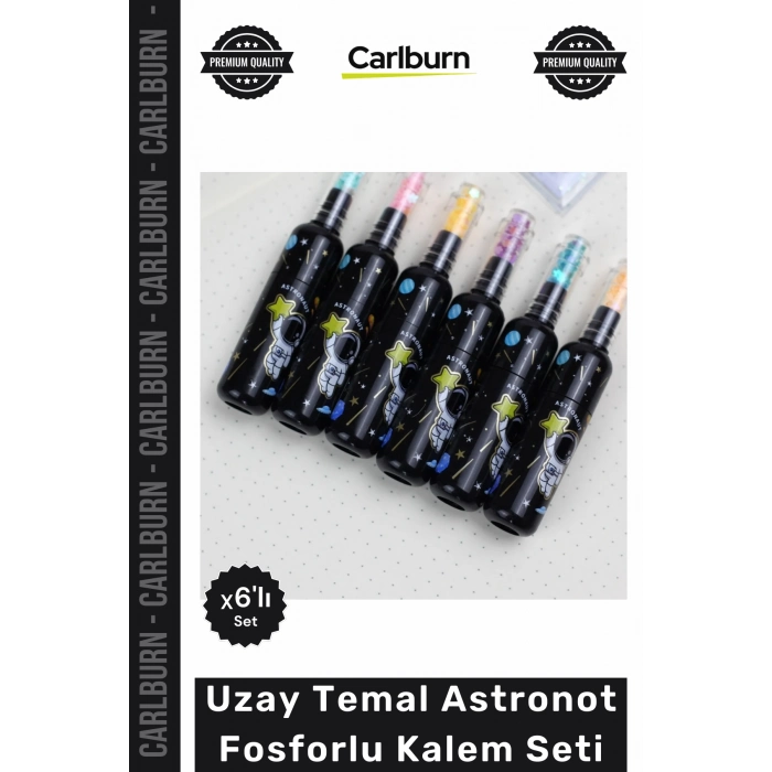 #Kalem Özel Üretim Yüksek Kalite 6 Renk Parlak Uzay Temalı Ders Çalışma Astronot Fosforlu Kalem Seti