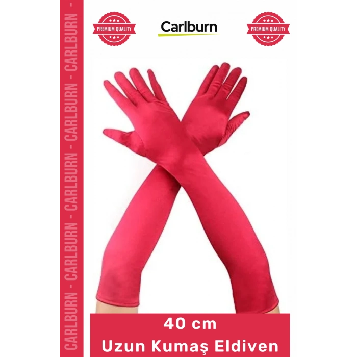 #Eldiven Şık Zarif 40 cm Yetişkin Kostüm Davet Sahne Fotoğraf Çekimi Kırmızı Renk Uzun Kumaş Eldiven