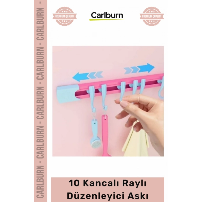 #Organizer Maksimum Düzen Pratik Raylı Depolama 10 Kancalı Raylı Mutfak Banyo Düzenleyici Askı