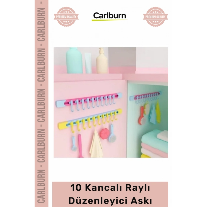 #Organizer Maksimum Düzen Pratik Raylı Depolama 10 Kancalı Raylı Mutfak Banyo Düzenleyici Askı