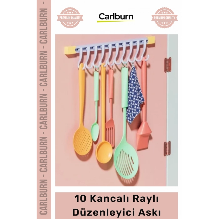 #Organizer Maksimum Düzen Pratik Raylı Depolama 10 Kancalı Raylı Mutfak Banyo Düzenleyici Askı