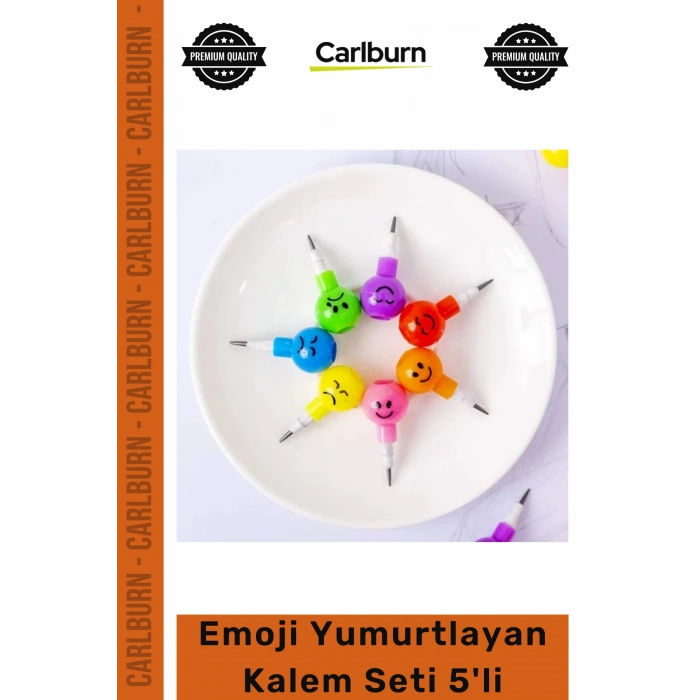 Rengarenk Okul Öğrenci Kırtasiye Eğlenceli Döngüsel Yazma Deneyimi Emoji Yumurtlayan Kalem Seti 5li