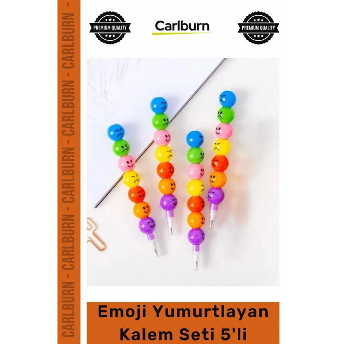 Rengarenk Okul Öğrenci Kırtasiye Eğlenceli Döngüsel Yazma Deneyimi Emoji Yumurtlayan Kalem Seti 5li