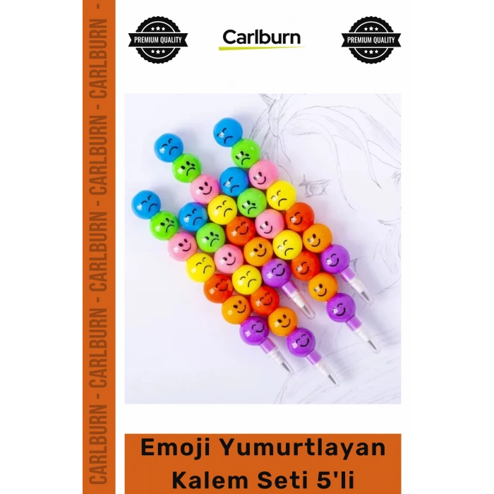 Rengarenk Okul Öğrenci Kırtasiye Eğlenceli Döngüsel Yazma Deneyimi Emoji Yumurtlayan Kalem Seti 5li