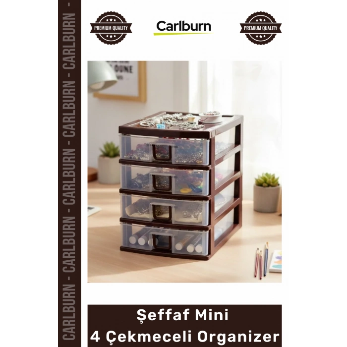 #Çekmece Pratik Ev Ofis Masaüstü Şeffaf Depolama Çekmeceli Organizer Mini 4 Çekmeceli Organizer