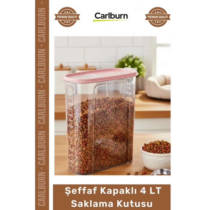 #MamaKutusu Evcil Hayvan Kuru Mama Hijyenik Depolama Dayanıklı Şeffaf Kapaklı 4 lt Saklama Kutusu