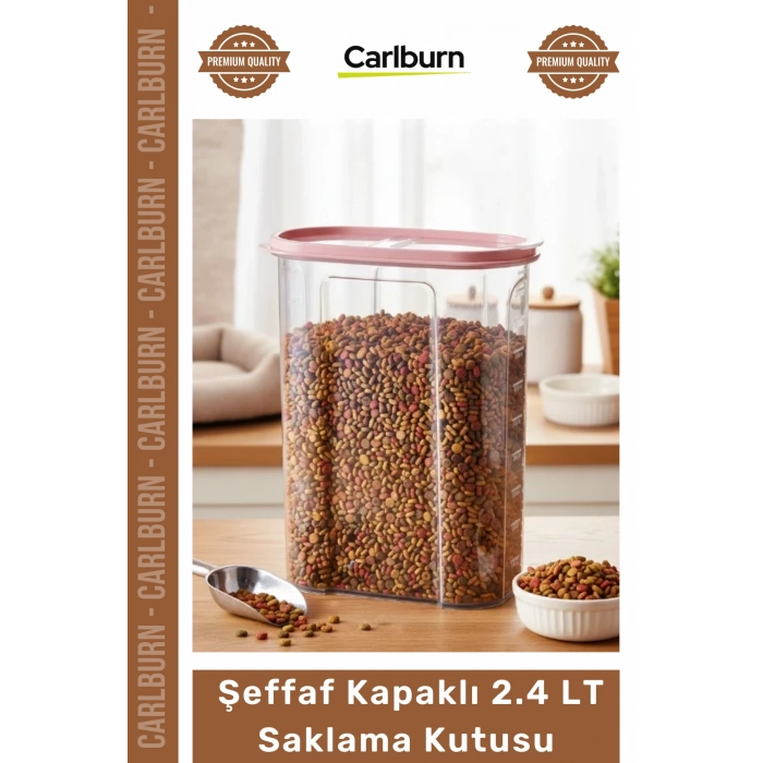 #MamaKutusu Kedi Köpek Kuru Mama Saklama Şeffaf Kapaklı Düzenli Pratik 2.4 lt Mama Saklama Kutusu