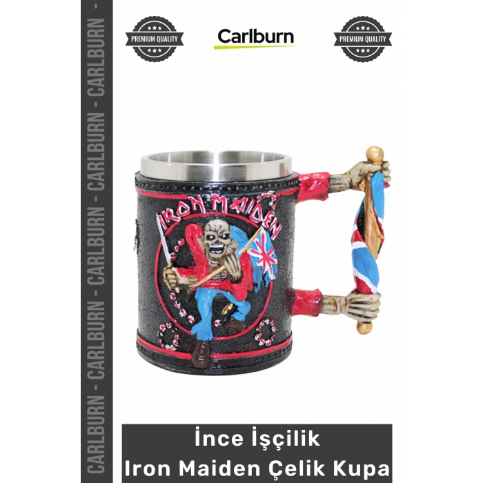 #Kupa Paslanmaz Çelik Dayanıklı Çay Kahve Su Bardak Uzun Ömürlü İnce İşçilik Iron Maiden Çelik Kupa