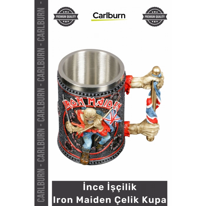 #Kupa Paslanmaz Çelik Dayanıklı Çay Kahve Su Bardak Uzun Ömürlü İnce İşçilik Iron Maiden Çelik Kupa