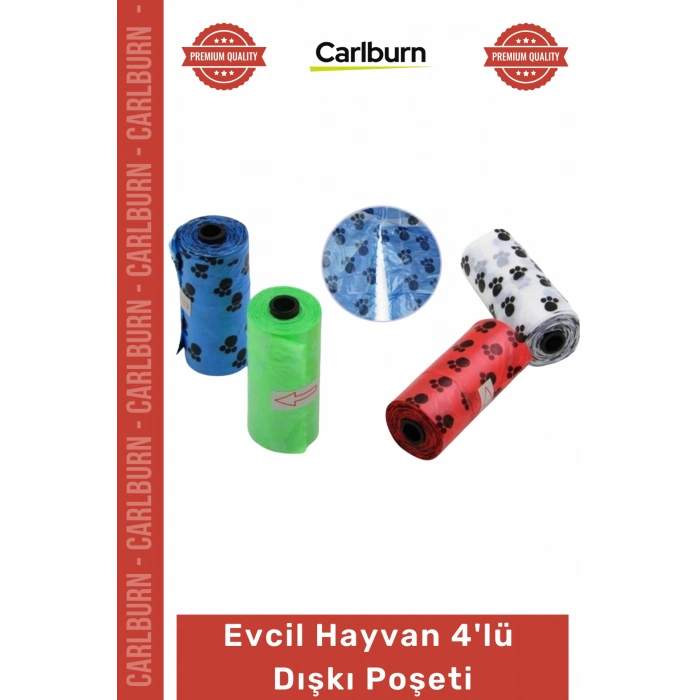 Özel Üretim Pati Desenli Evcil Hayvan Temizliği Hijyenik Dayanıklı Pratik Köpek Dışkı Poşet 4lü Set