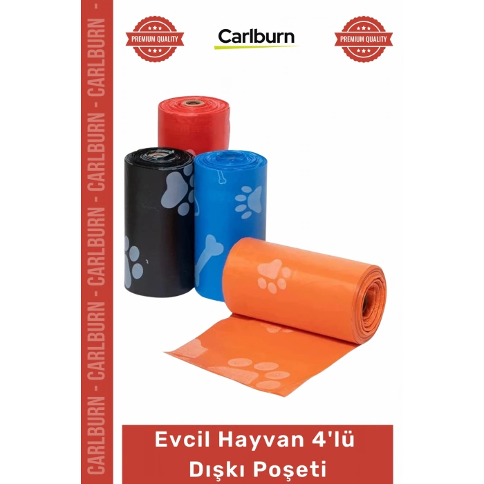 Özel Üretim Pati Desenli Evcil Hayvan Temizliği Hijyenik Dayanıklı Pratik Köpek Dışkı Poşet 4lü Set