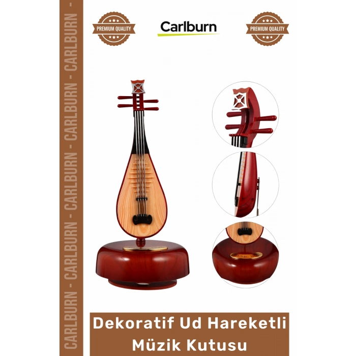 #Ud Ahşap Görünümlü Dekoratif Zanaat Dönen Mekanizmalı Estetik Deneyim Ud Hareketli Müzik Kutusu