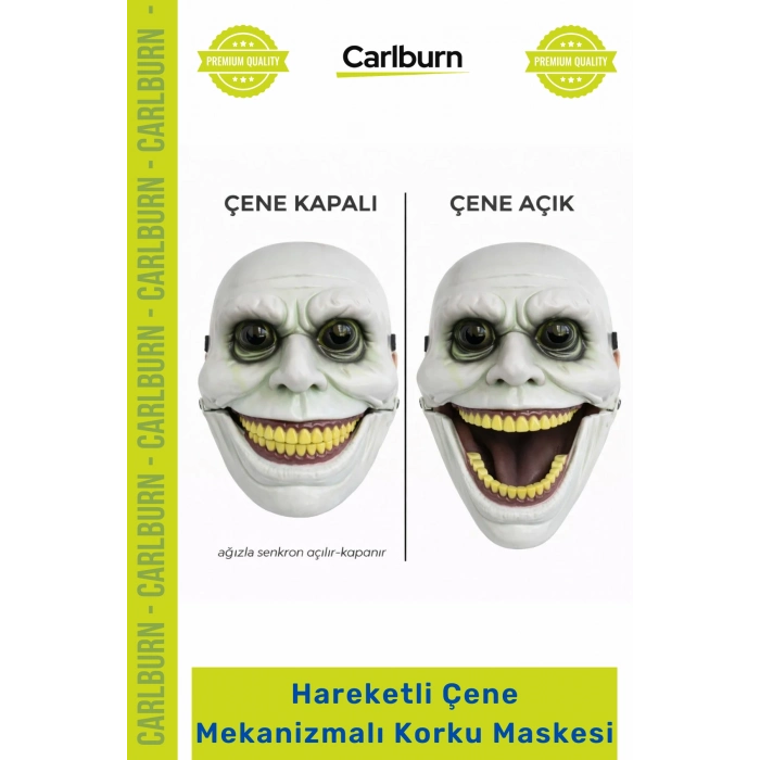 #Maske Gerçekçi Ürkütücü Halloween Kostüm Sahne Hareketli Çene Mekanizmalı Yeşil Korku Maskesi