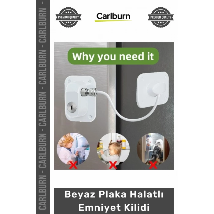 #Güvenlik Ev Çocuk Güvenliği Sağlam Çelik Halat Kontrollü Açılma Beyaz Plaka Halatlı Emniyet Kilidi
