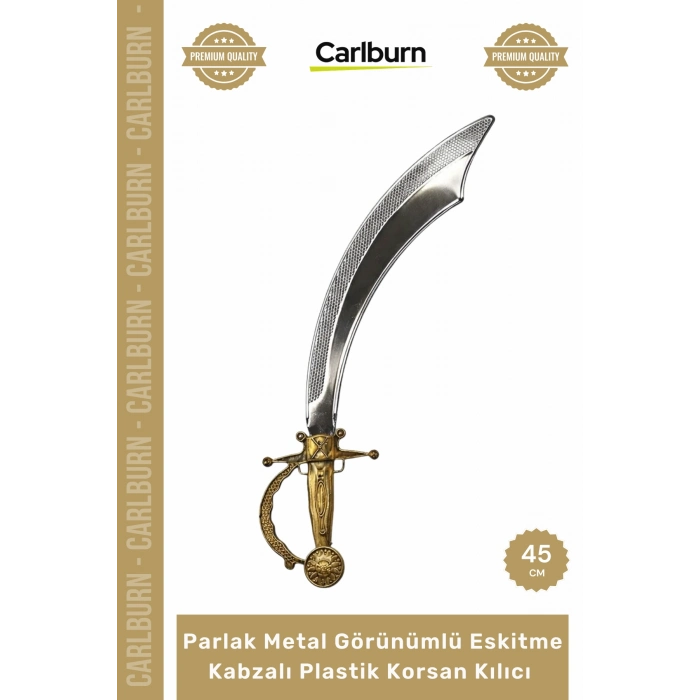 #Hediye Kostüm Parti Oyuncak Parlak Metal Görünümlü Eskitme Kabzalı Plastik Korsan Kılıcı - 45 cm